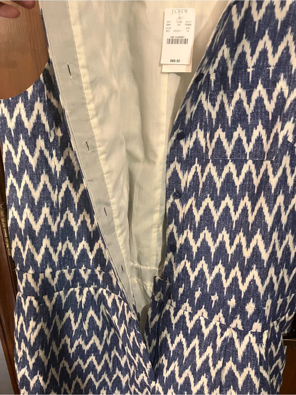 J.Crew blue and cream romper